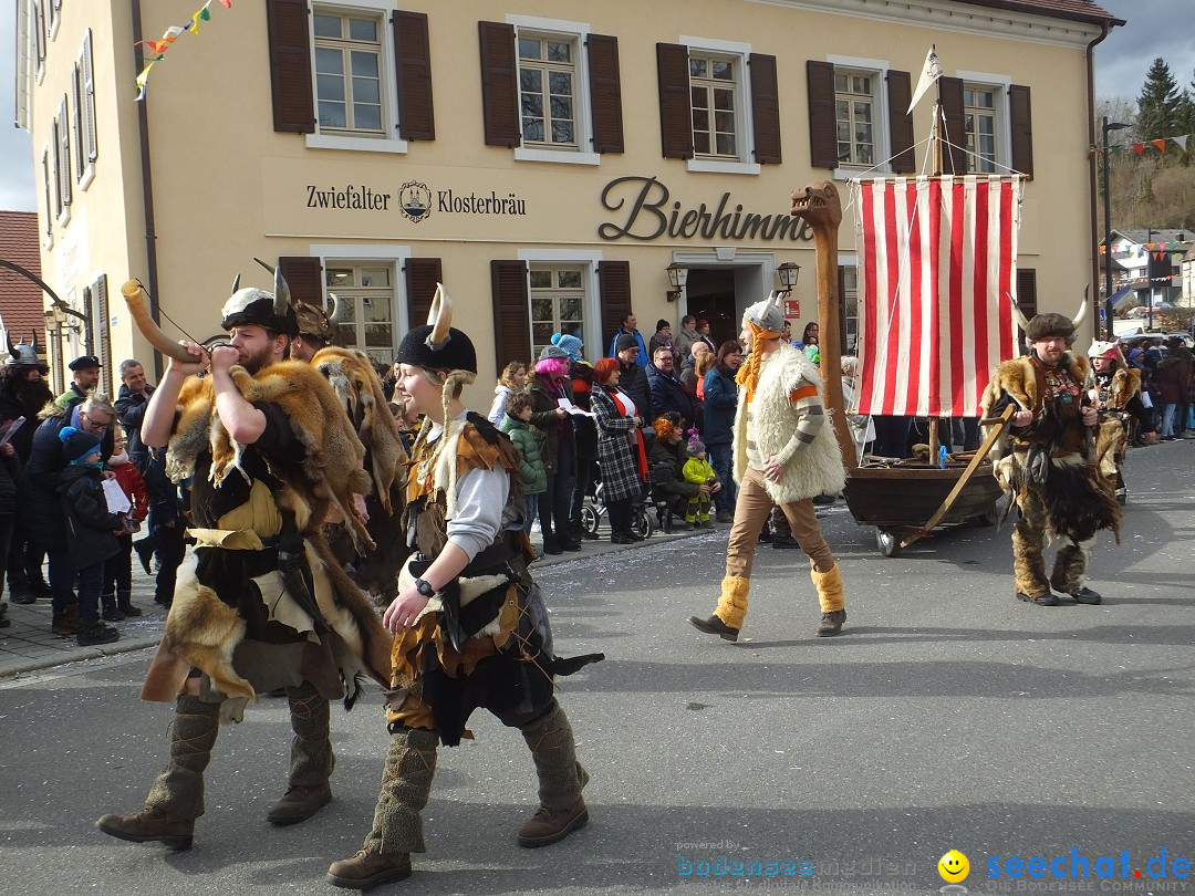 Fasnetsumzug, Narrensprung mit ueber 1200 Narren: Zwiefalten, 23.02.2020