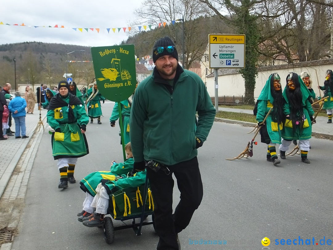 Fasnetsumzug, Narrensprung mit ueber 1200 Narren: Zwiefalten, 23.02.2020